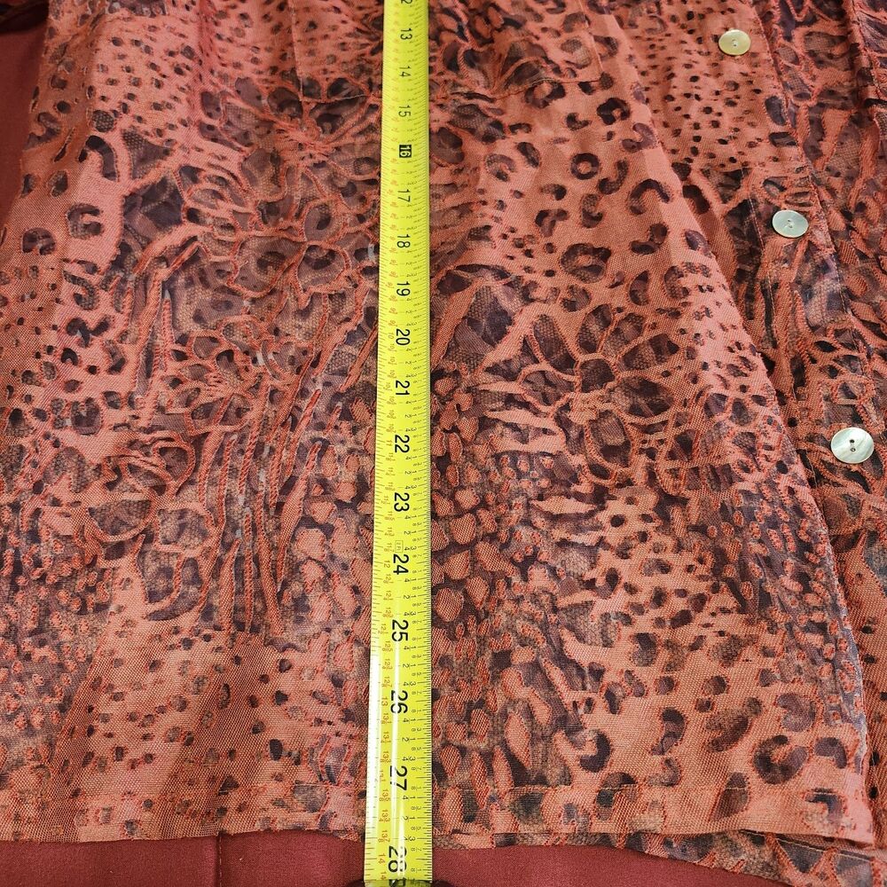 Ruby Rd Animal Print Button Down Blouse Coral Pink Long Sleeve Women’s 24W - Picture 7 of 9